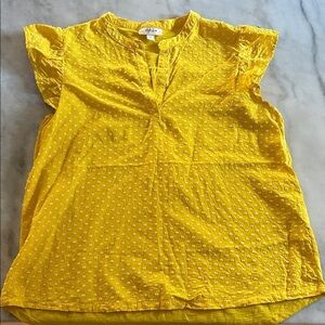 Style & Co. Yellow Blouse with White Dots
